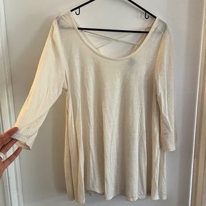 Love By Design Quarter Length Sleeve Creme Top L $8